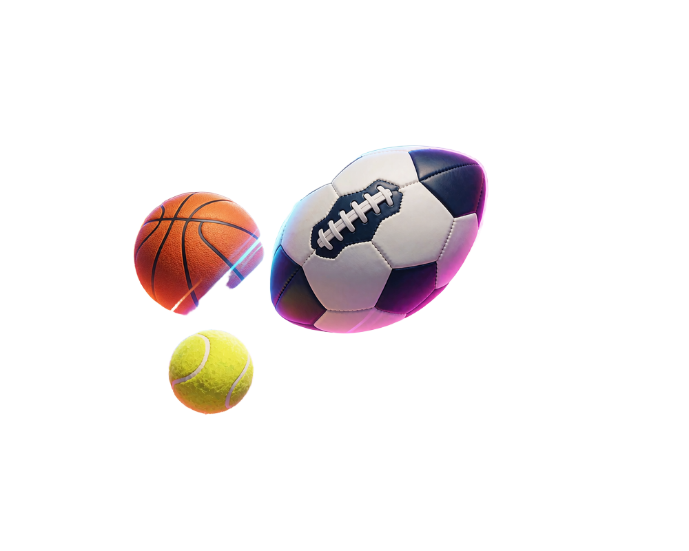 Piłka nożna, koszyk&oacute;wka i piłka tenisowa nad zielonym suknem - bonus Sports Welcome w Wyns Casino